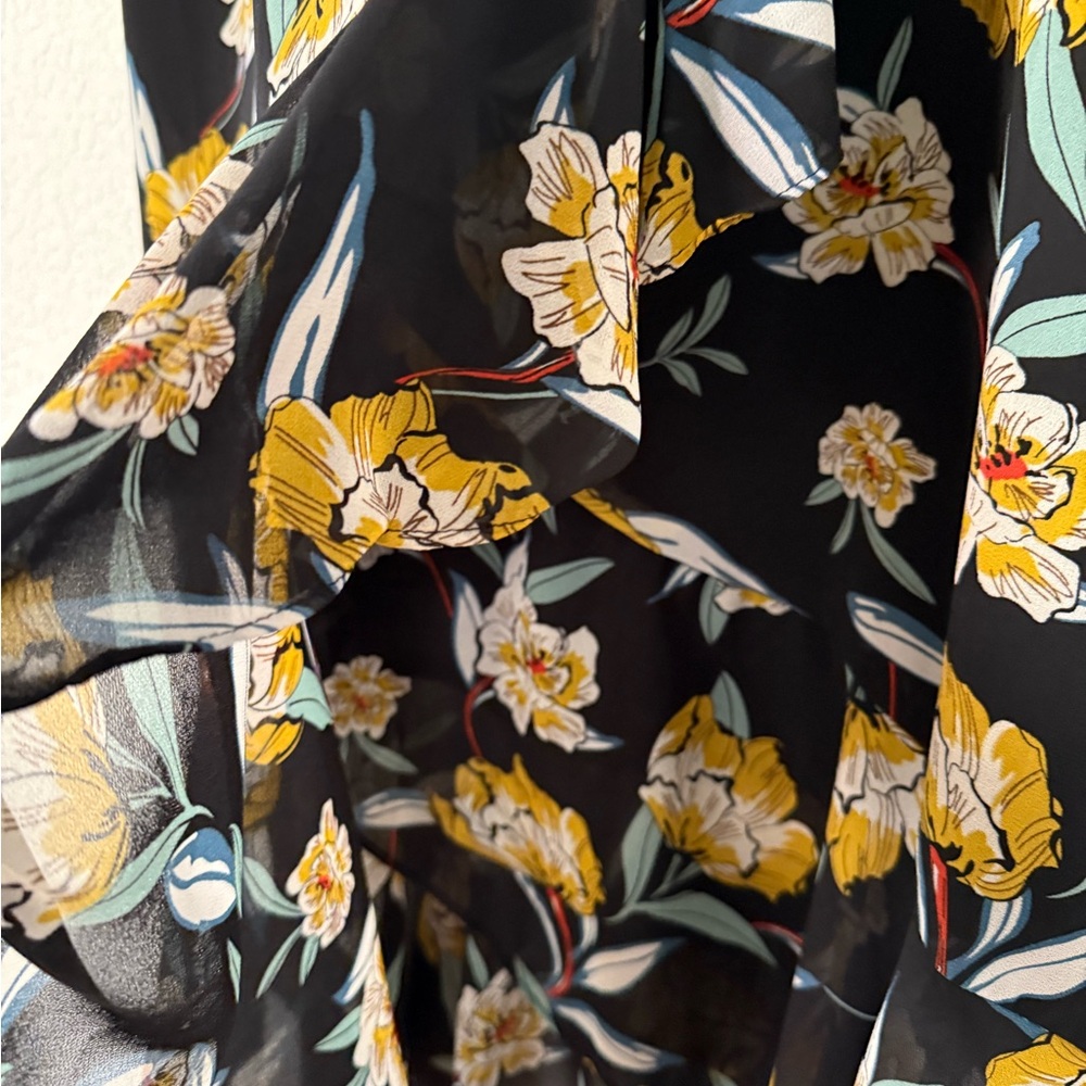 Tronjori Floral Wrap Midi Skirt in Black‎ and Yellow - Picture 8 of 10